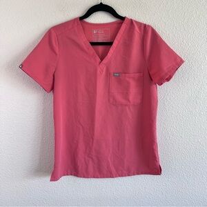 Figs Women's Top in Hot Coral